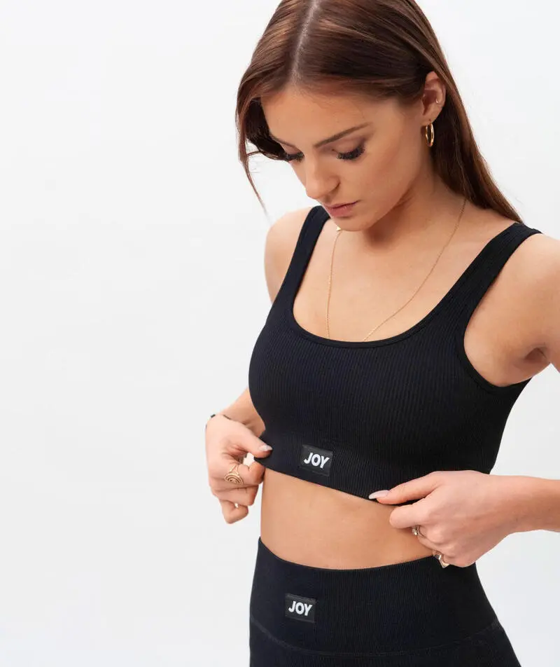 Joy Studio Top Sujetador Deportivo Acanalado Sweet Line - Negro - Imagen 4