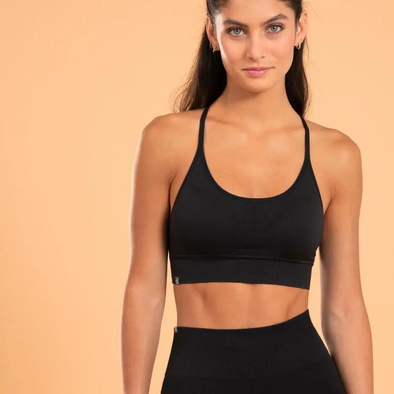 KIMJALY Top-Sujetador Yoga Premium Negro Sin Costuras